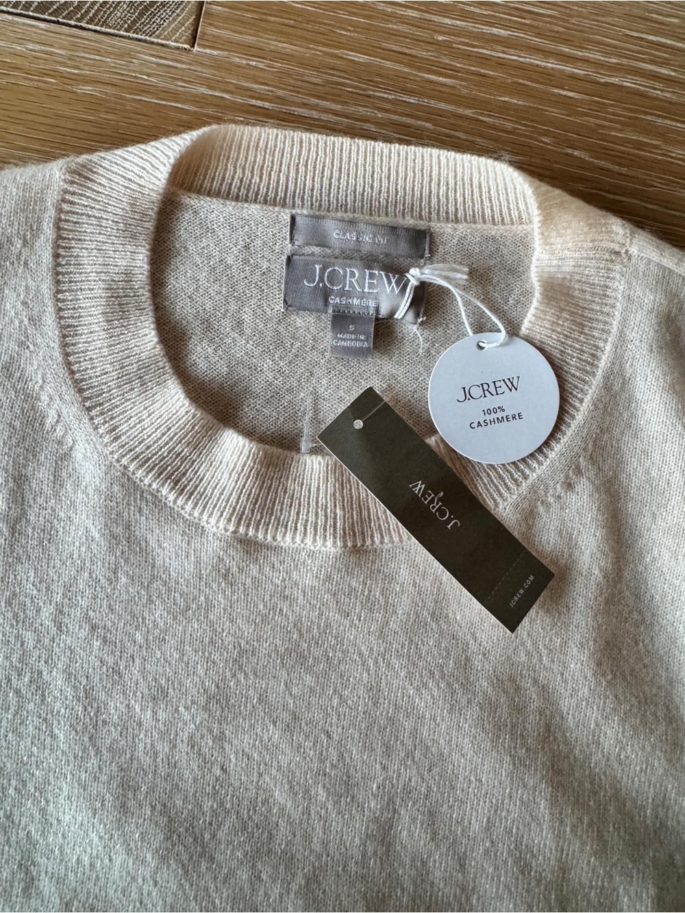 NWT J. CREW 100% cashmere classic-fit crewneck sweater hthr natural small BA400 - Picture 11 of 15